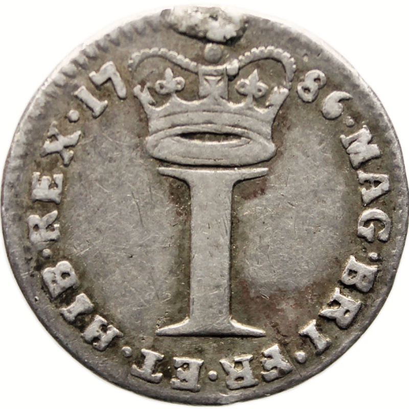 1786 1 Penny Maundy Coin George III UK Silver