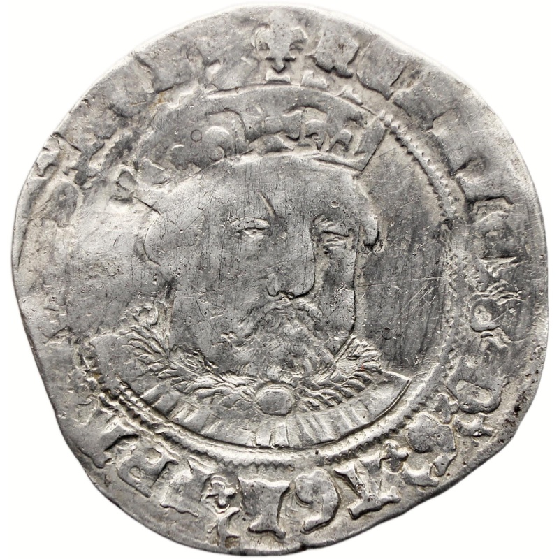 1544-1547 Henry VIII Groat England Coin Silver Third coinage, Tower, Bust 2, annulets in forks