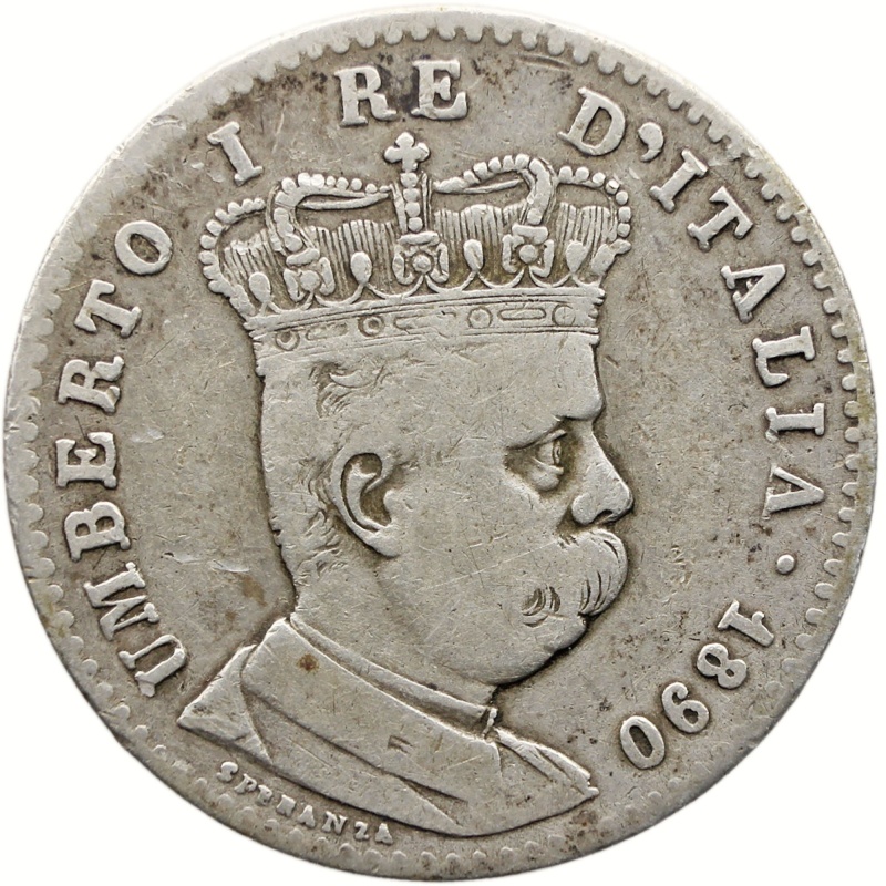 1890 Lira Eritrea Coin Italy Umberto I Silver