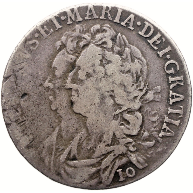 1691 10 Shillings Scotland Coin William and Mary Silver Edinburg Mint