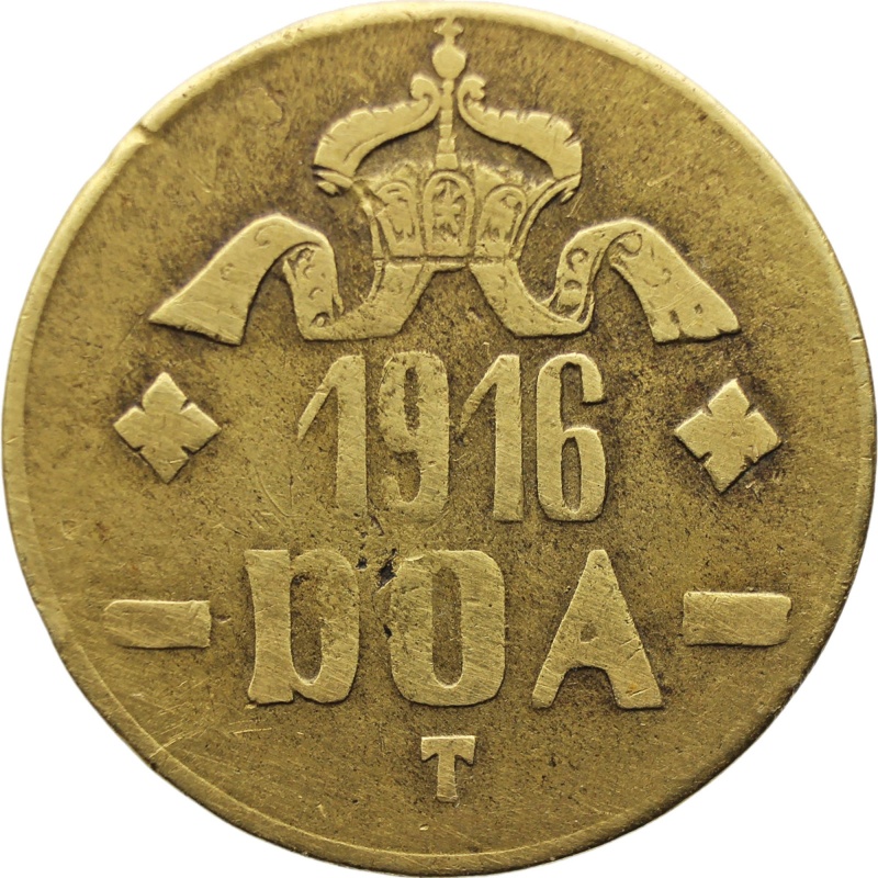 1916 20 Heller German East Africa Coin Wilhelm II Brass Emergency Coinage