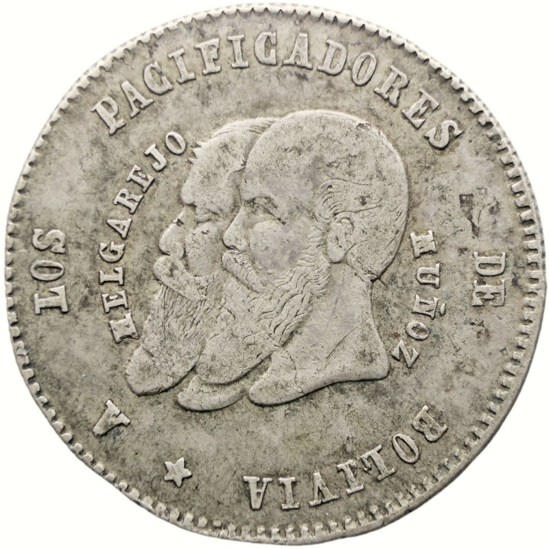 1865 Half Melgarejo Bolivia Coin Silver