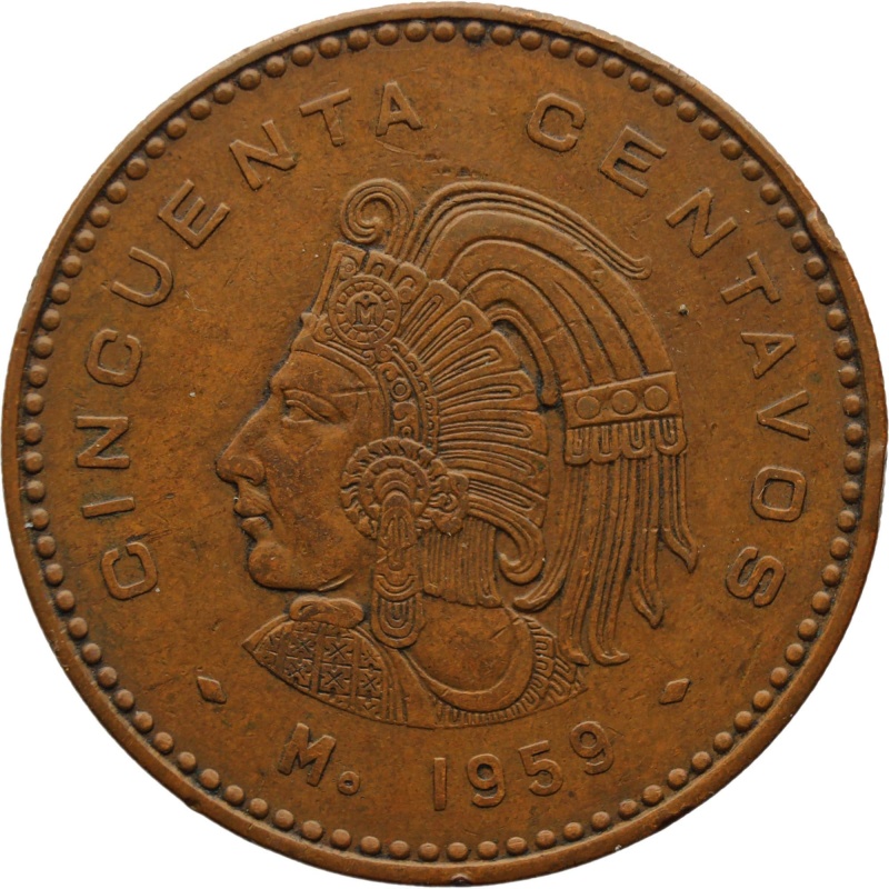1959 50 Centavos Mexico Coin