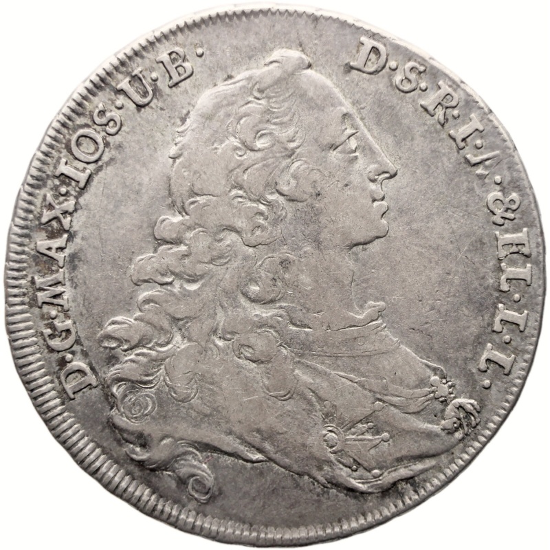1754 Half Thaler Bavaria Germany Coin Maximilian III Joseph Silver