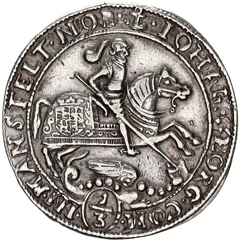 1670 1/3 Thaler Mansfeld-Eisleben Coin Germany Silver Johann Georg