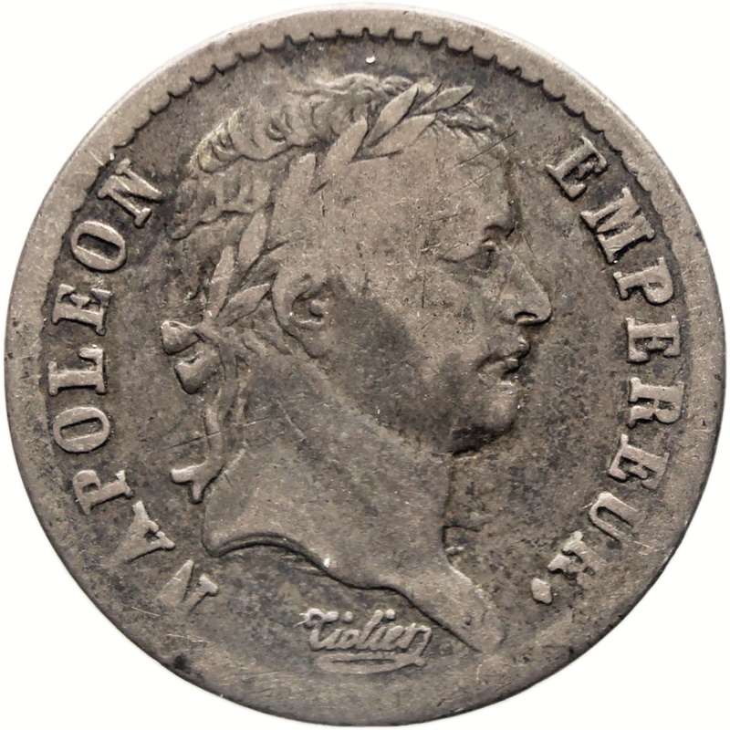 1808 D Half Franc France Coin Napoleon Bonaparte Silver Lyon Mint