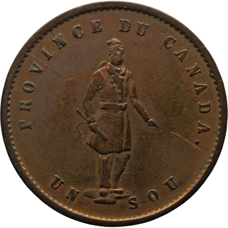 1852 Half Penny Canada 1 Sou Quebec Bank Token