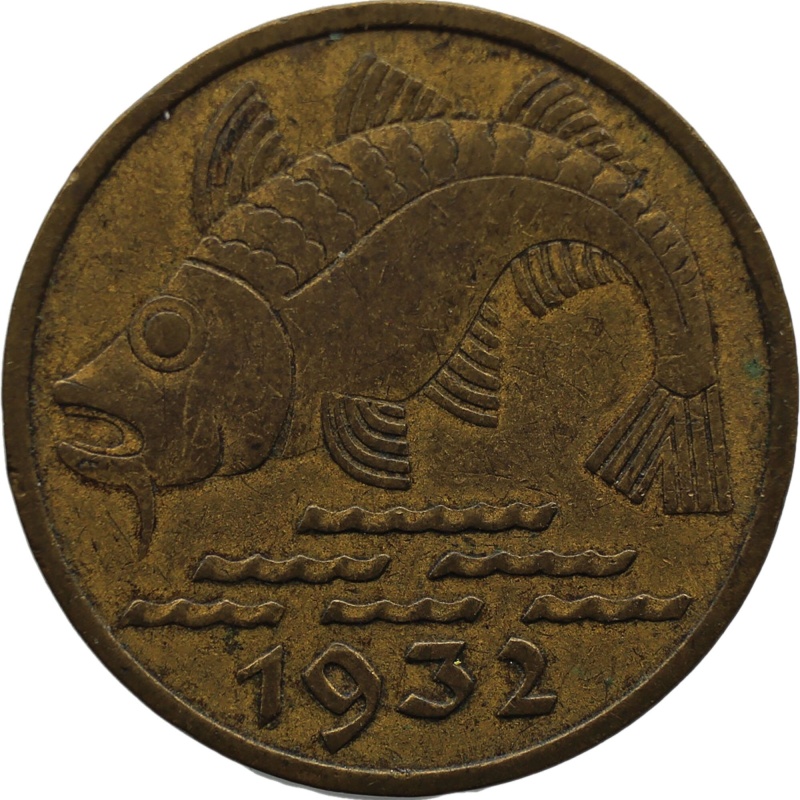 1932 Danzig 10 Pfennig Coin