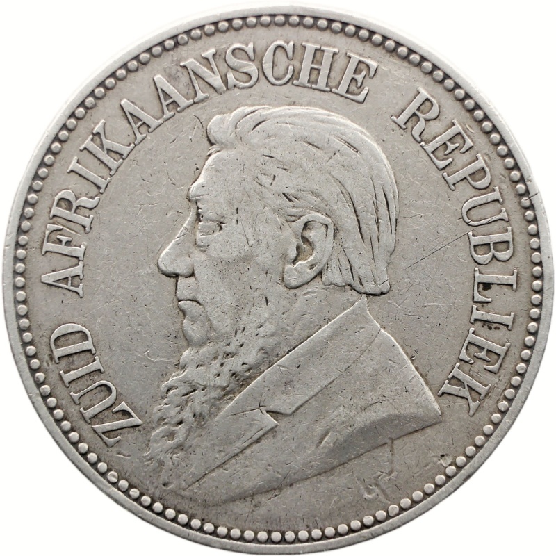 1896 2  1/2 Shilling South Africa Coin Silver Paul Kruger