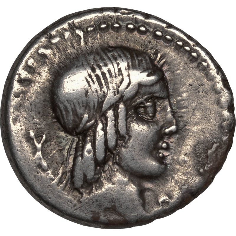 90 BC Roman Republic Coin Denarius Calpurnia Lucius Calpurnius Piso Frugi Silver