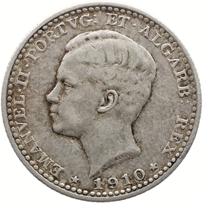 1910 100 Reis Portugal Coin Manuel II Silver