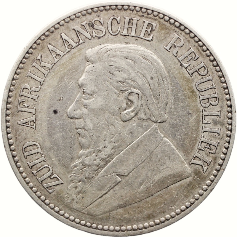 1896 2 1/2 Shilling South Africa Coin Paul Kruger Silver