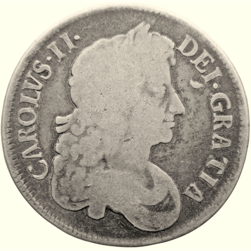 1676 Crown Charles II Silver Coin UK 3rd portrait Vicesimo Octavo