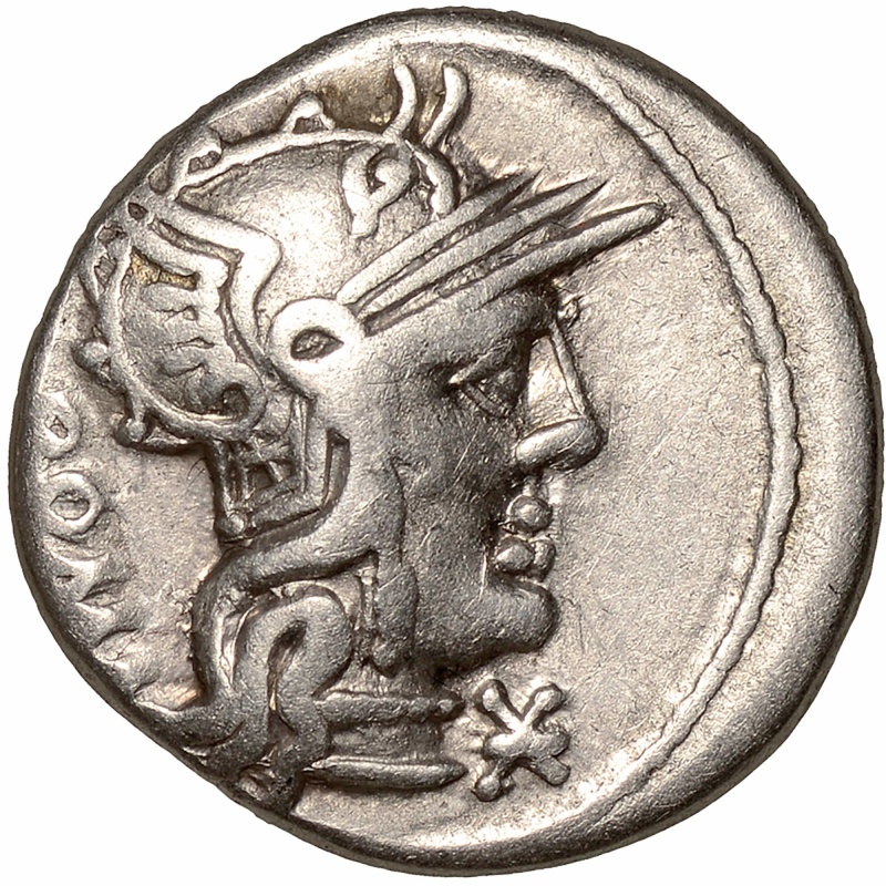 127 BC Roman Republic Coin Marcus Caecilius Metellus Denarius Silver Macedonian shield