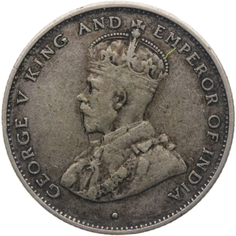1917 50 Cents Ceylon George V Coin Silver