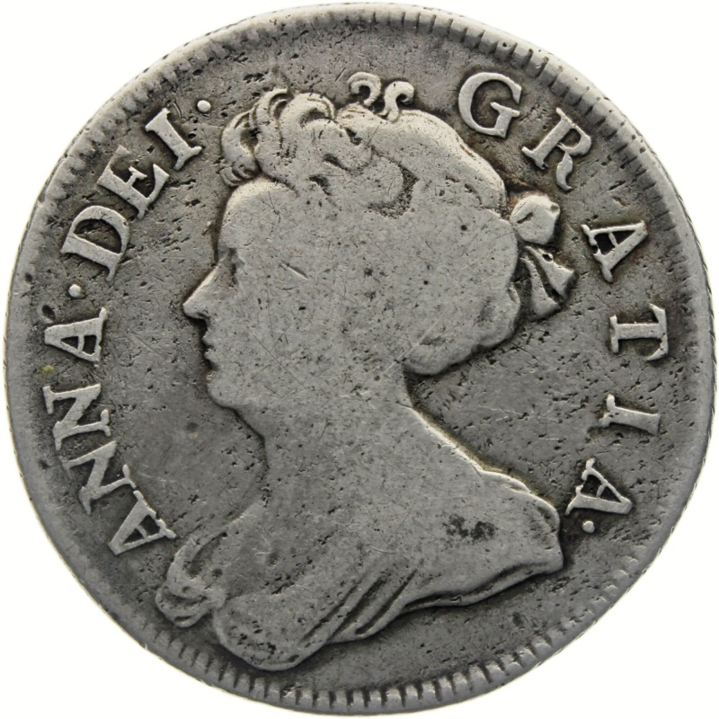 1708 Shilling Anne Coin UK Silver Roses & Plumes angles