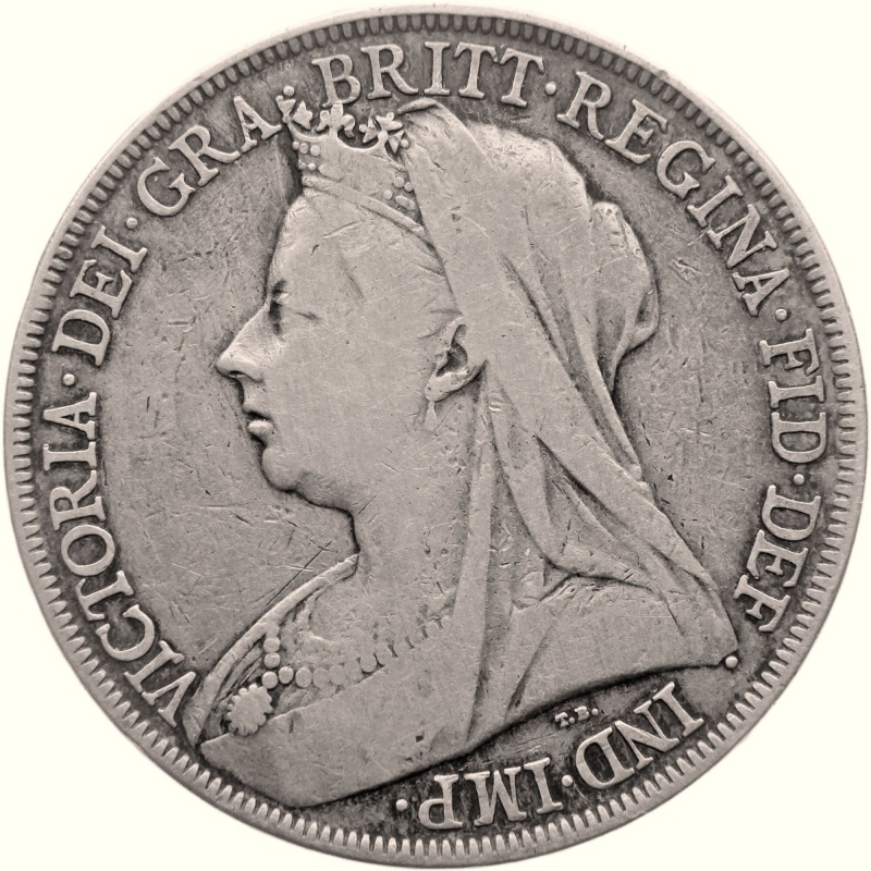 1898 Crown Queen Victoria Coin UK Silver LXII