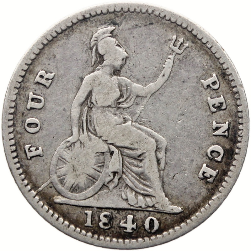 1840 4 Pence Victoria Coin Silver UK