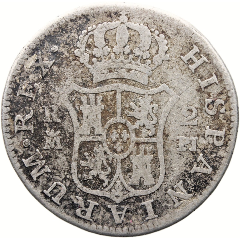 1774 MPJ 2 Reales Spain Coin Charles III Silver Madrid Mint