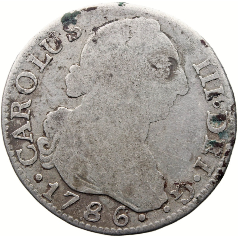 1786 MDV 2 Reales Spain Coin Charles III Silver Madrid Mint
