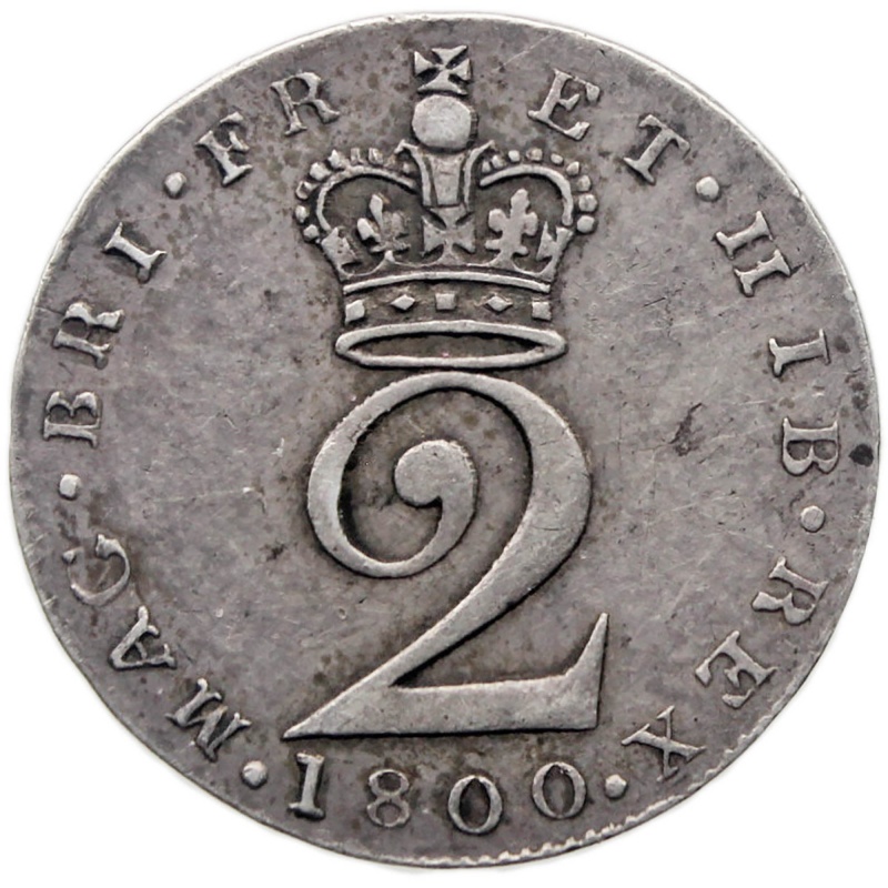 1800 2 Pence Maundy Coin George III UK Silver
