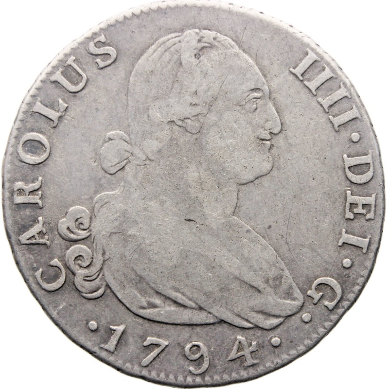 1794 MMF 4 Reales Spain Coin Charles IV Silver Madrid Mint