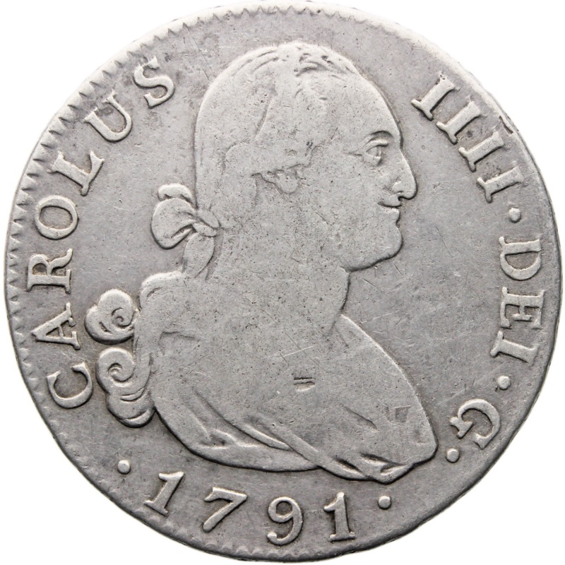 1791 MMF 4 Reales Spain Coin Charles IV Silver Madrid Mint