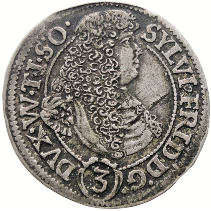 1675 3 Kreuzer Duchy of Württemberg-Oels (Silesia) Germany Coin Silver