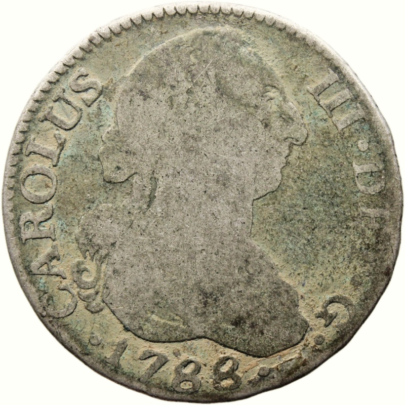 1788 MM 2 Reales Spain Coin Charles III Silver Madrid Mint