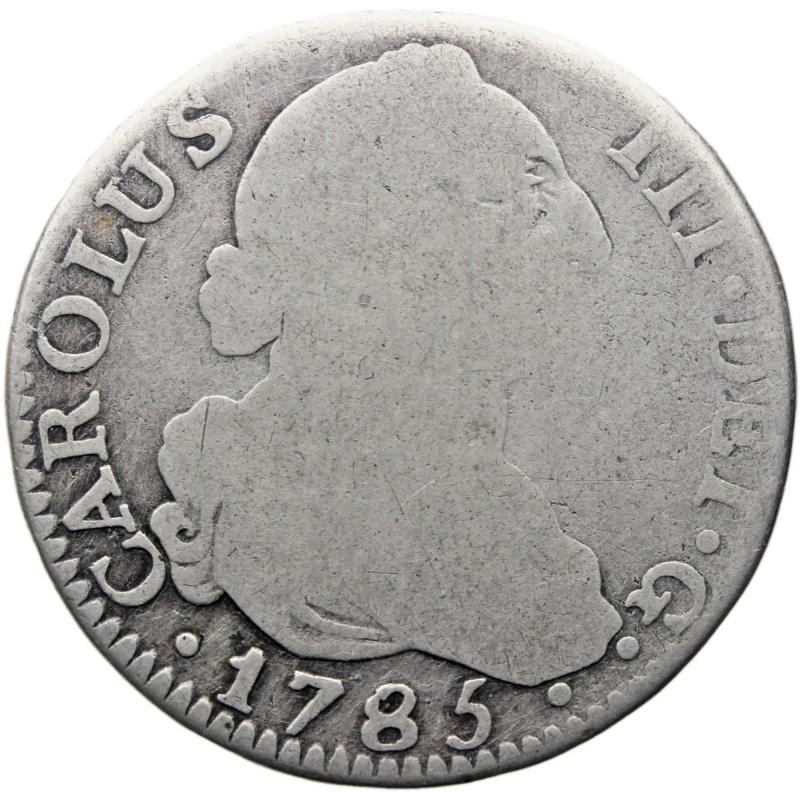 1785 MDV 2 Reales Spain Coin Charles III Silver Madrid Mint