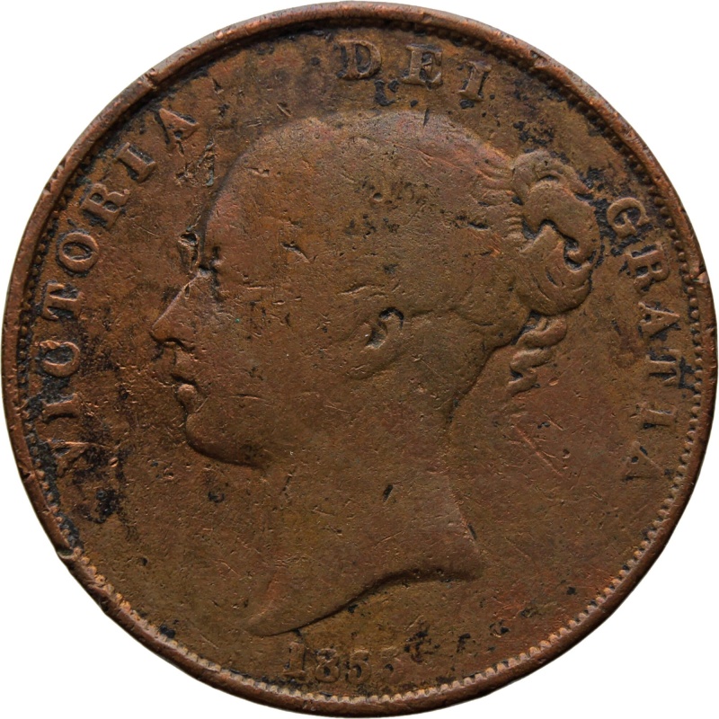 1855 1 Penny Queen Victoria Coin UK