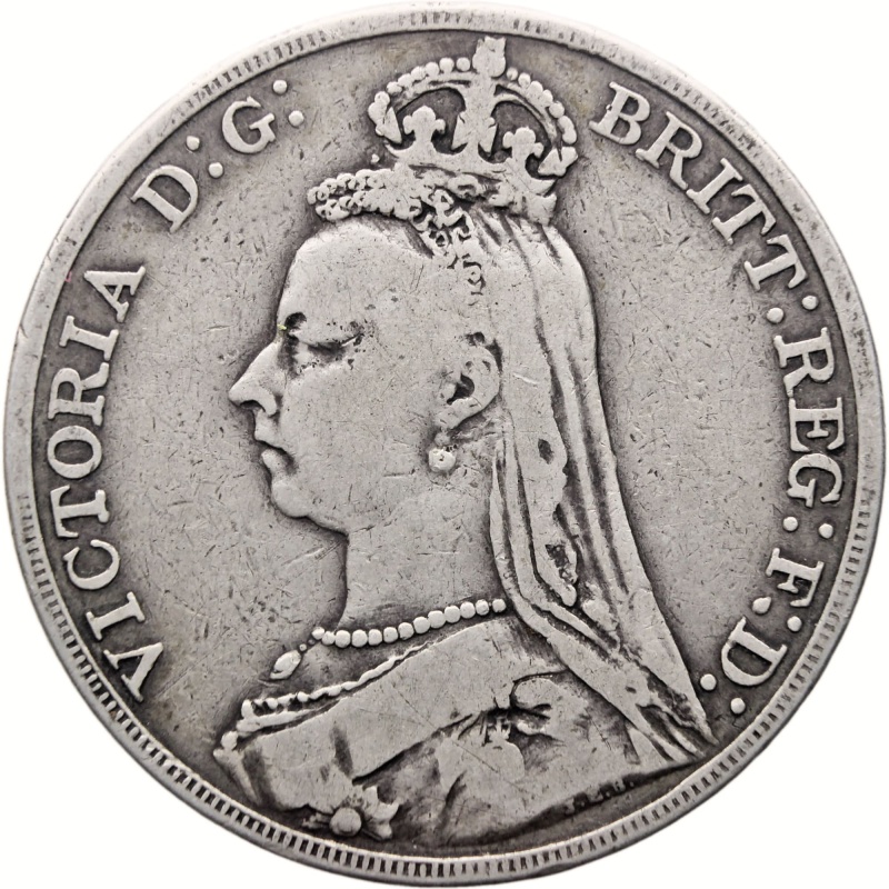 1890 Crown Victoria Coin UK Silver