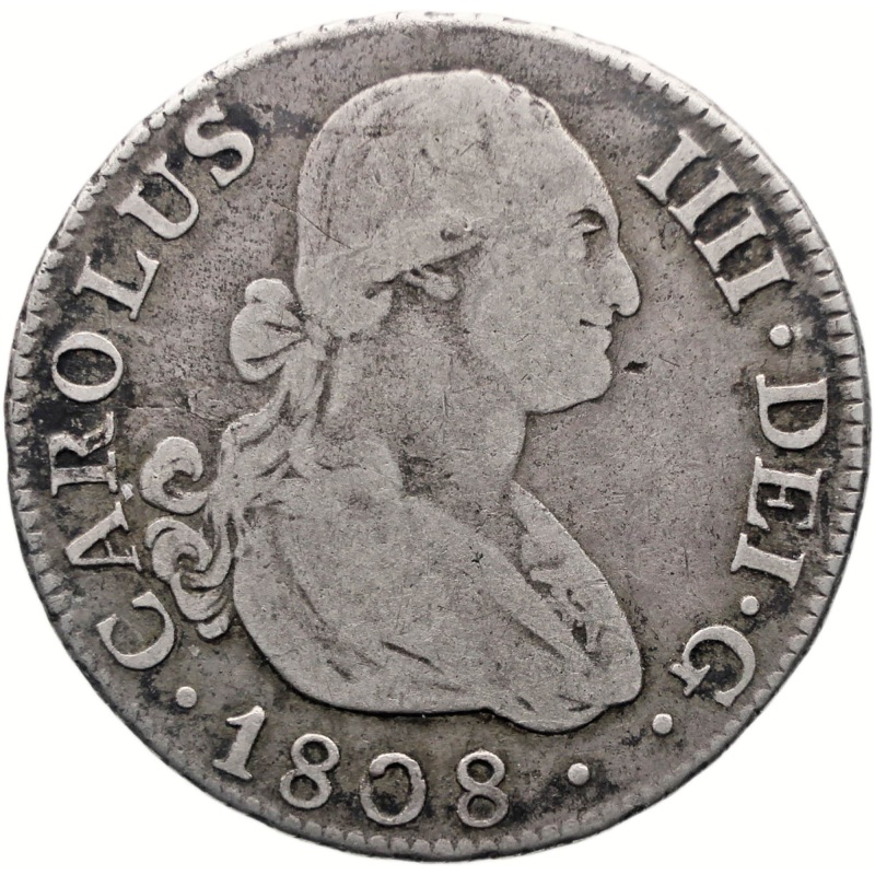 1808 MIG 2 Reales Spain Coin Charles IV Silver Madrid Mint