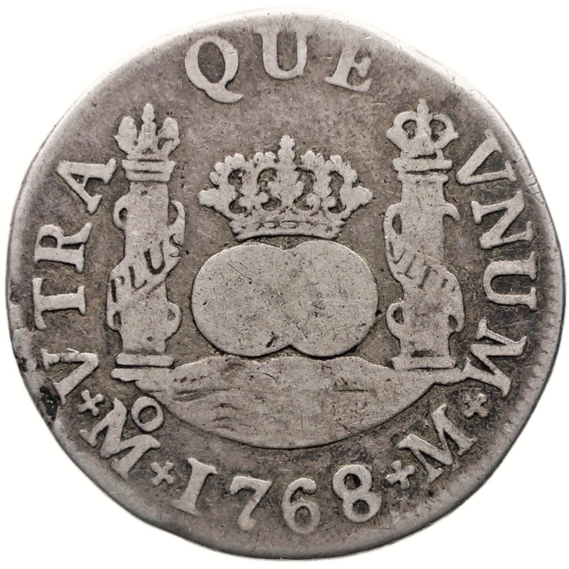 1768 M 2 Reales Mexico Coin Carlos III Spain Silver