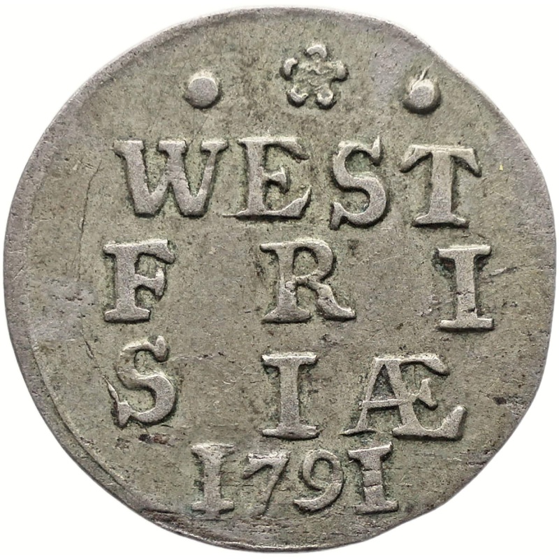 1791 2 Stuivers West Friesland Netherlands Coin Silver