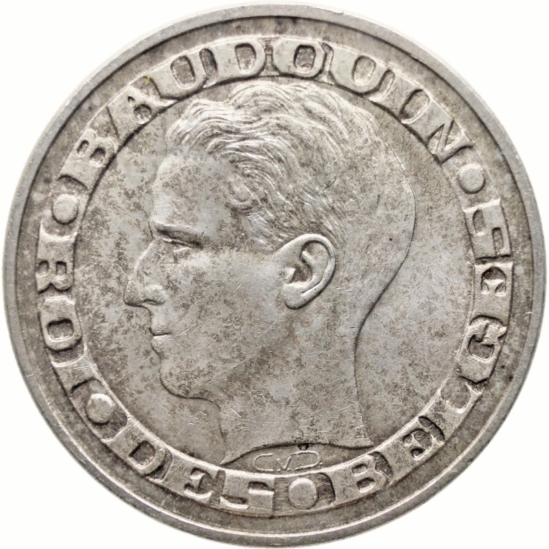 1958 50 Francs Belgium Coin Silver French text Baudouin I Brussels World's Fair