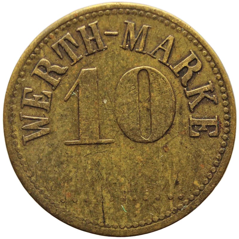 Post World War I 10 Pfennig Werth - Marke Copper Token Germany Coin