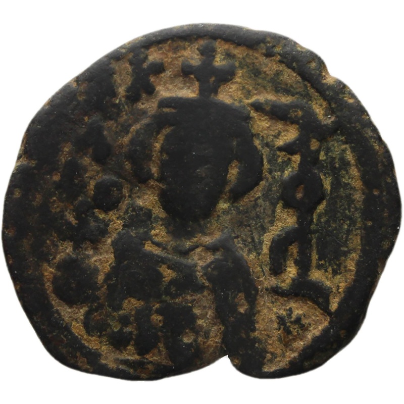 Rare 685-692 Umayyad Caliphate Follis Fals Arab-Byzantine Hims mint Facing bust type