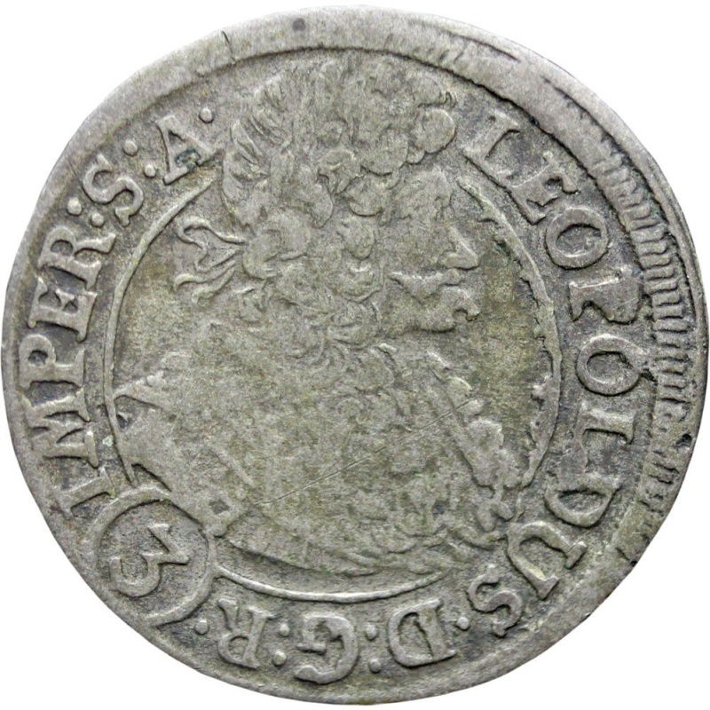 1696 3 Kreuzer Bohemia Austria Habsburg Leopold I Holy Roman Emperor