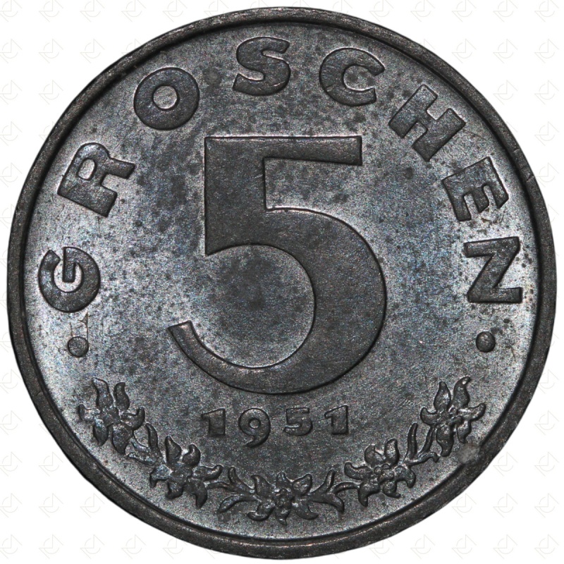 1951 Austria 5 Groschen Coin – Zinc