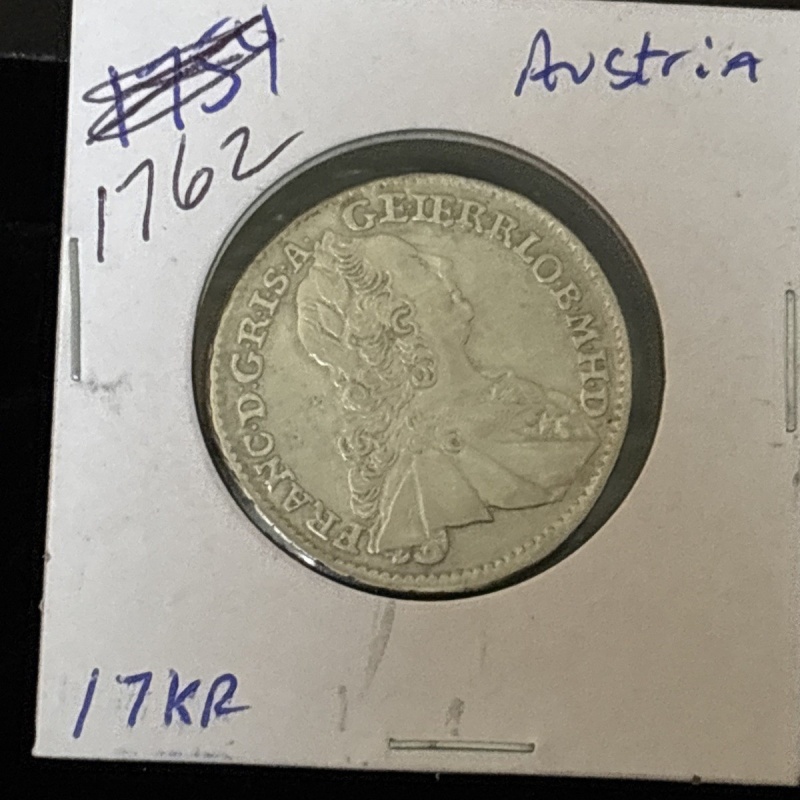 1762 - KB Austria 17 Kreuzer Silver Coin of Francis I  XF