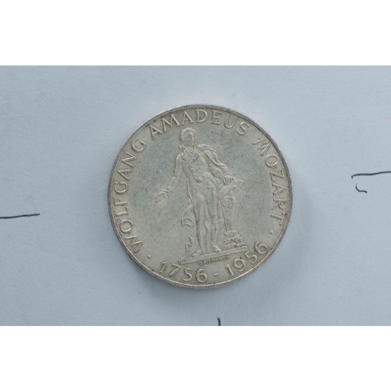 1956 Austria 25 Schilling Mozart 0.800 Silver Coin Austrian Mint Vintage