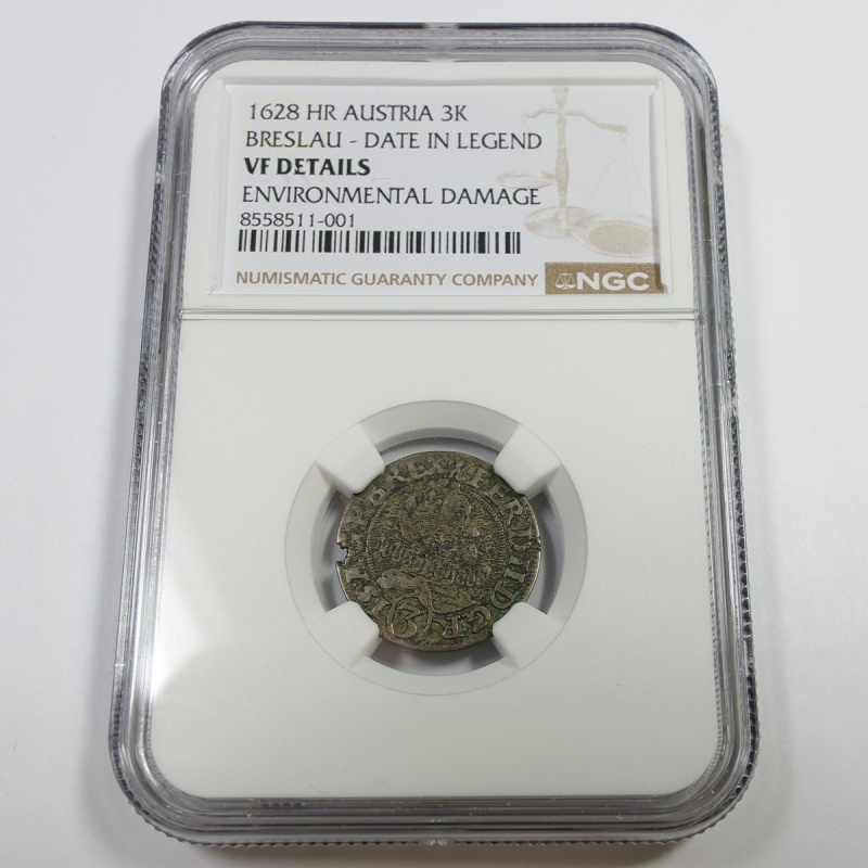 1628 NGC VF Details - HR Austria Breslau Kreuzers 3K Coin #58535A