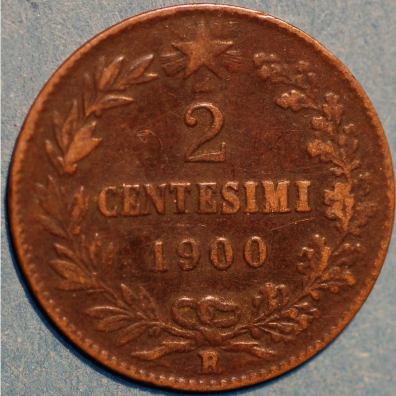 Italy 2 Centesimi 1900 R Umberto I KM# 30