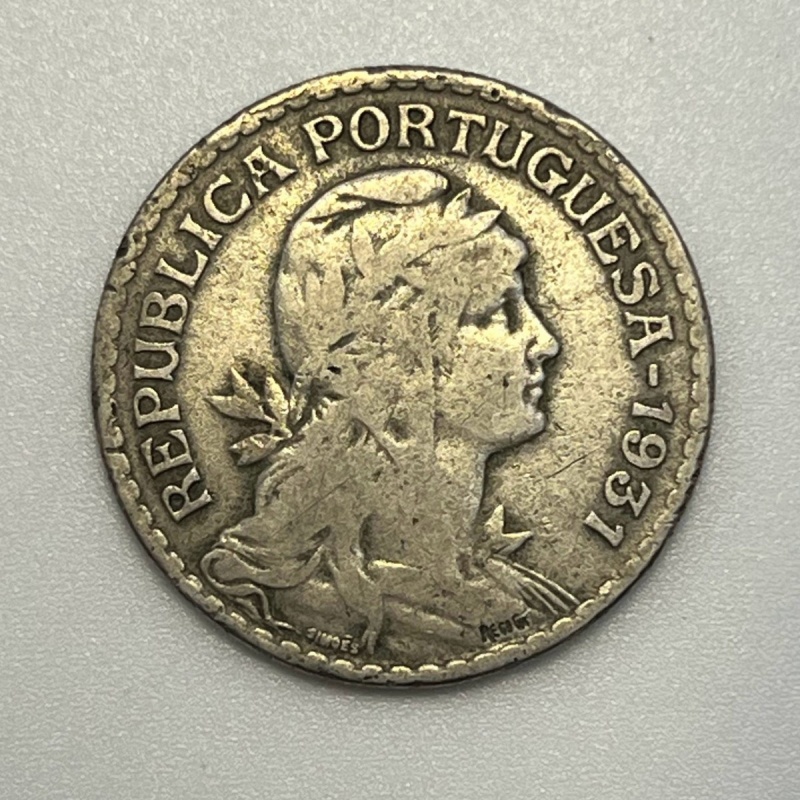 1931 Portugal 1 Escudo Nickel Brass KM#578 Lisbon Mint World Coin