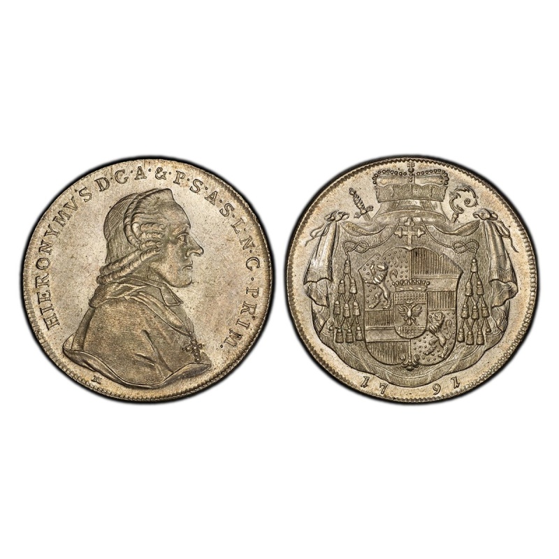 AUSTRIAN ST. Salzburg. 1791 M AR Thaler. PCGS MS63. Dav.-1265.