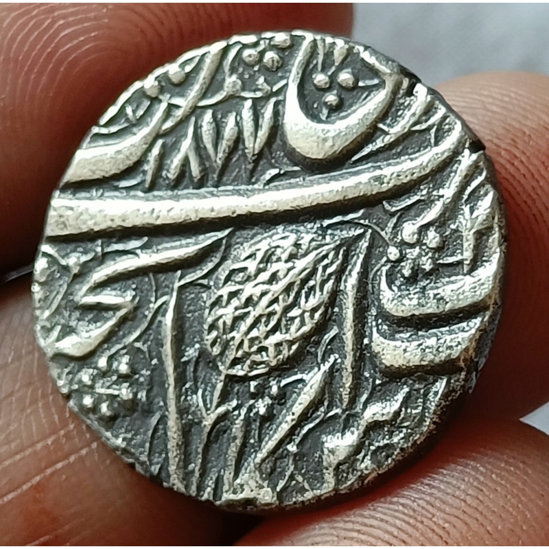 India-Sikh Empire Antique silver Rupee of Maharaja Ranjit Singh 1877