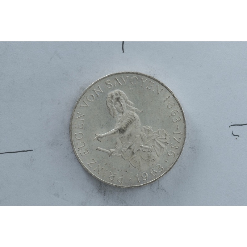 1963 Austria 25 Schilling Prince Eugen silver coin 0.800 commemorative vintage