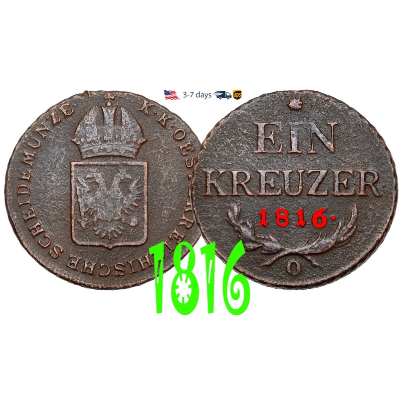 Austria 1 EIN Kreutzer 1816 S Copper Coin #31709