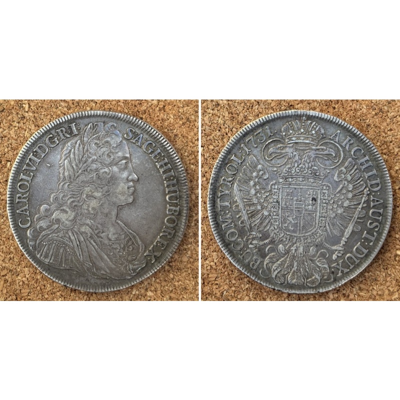 1731 Austria 1 Thaler Charles VI silver coin KM# 1579